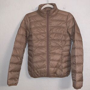 L’amie de Paris Puffer Full Zip Pockets Tan Jacket Size M